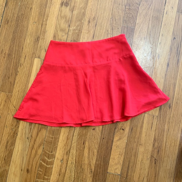 red flowy mini skirt